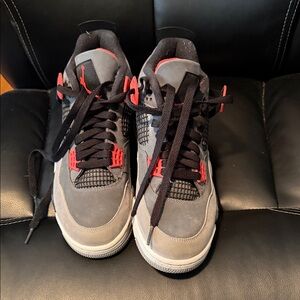 Jordan 4 infrared Men's Black and Red Sneakers